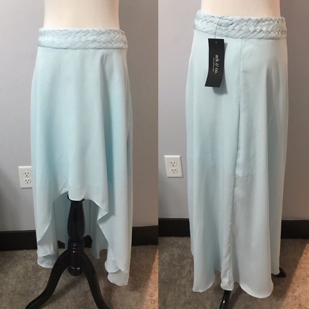 Baby blue skirt with braided waist band